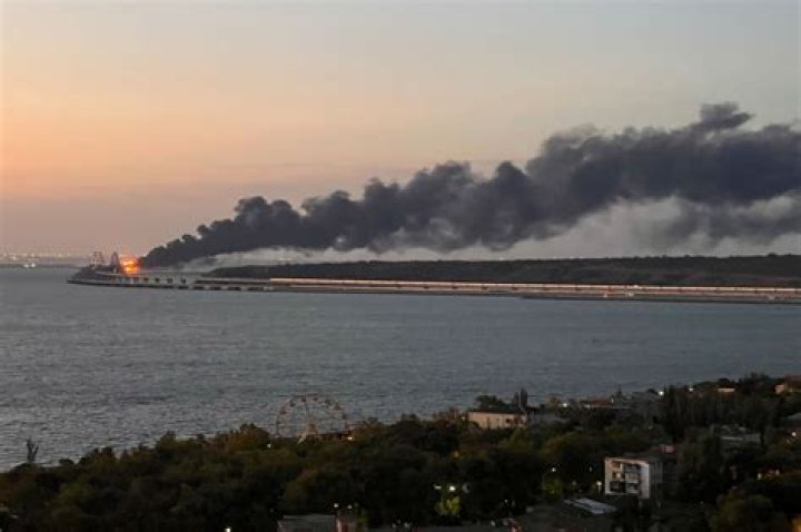 
Mystery blast destroys part of strategic bridge linking Russia and Crimea 