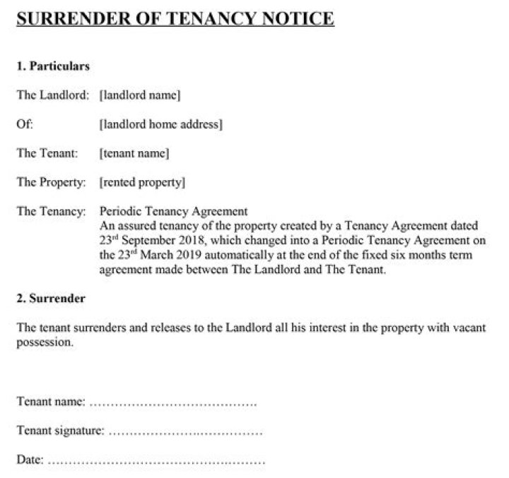 What is a deed of surrender of tenancy?