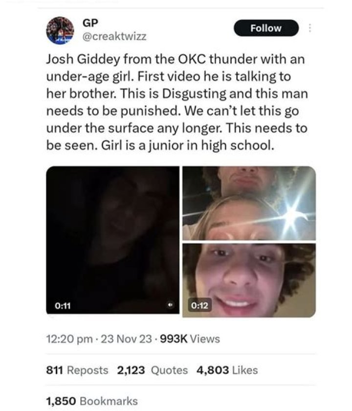 
Who is Liv Cook? Teen allegedly admits dating Josh Giddey in leaked video 